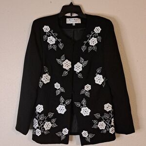 Maxie Kleins Collection's Embroidered black blazer suit jacket size 10